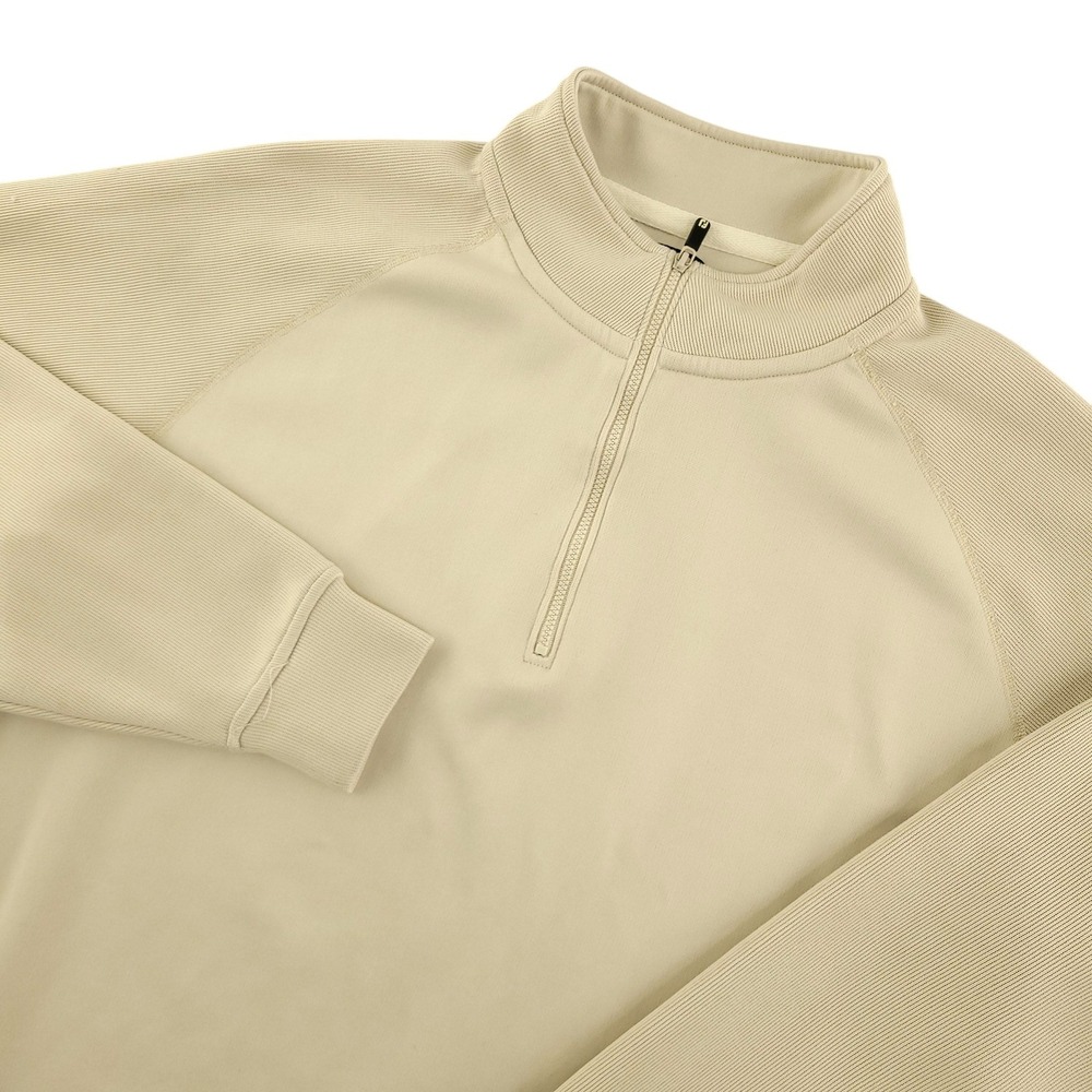 FootJoy Pullover Mens Large Beige 1/4 Zip Long Sleeve Golf Top Quarry Oaks
